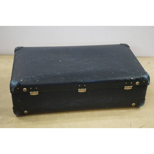 470 - Mid 20th century Globe-Trotter nest of two blue suitcases, the largest 20cm high x 71cm wide x 43cm ... 