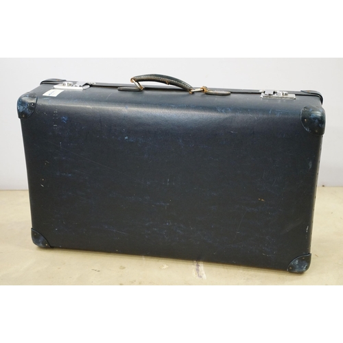 470 - Mid 20th century Globe-Trotter nest of two blue suitcases, the largest 20cm high x 71cm wide x 43cm ... 