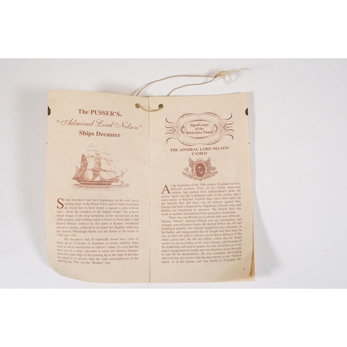 502 - Alcohol - The Pusser's Admiral Lord Nelson Ships Decanter (Sealed), together with a HMS Victory Traf... 