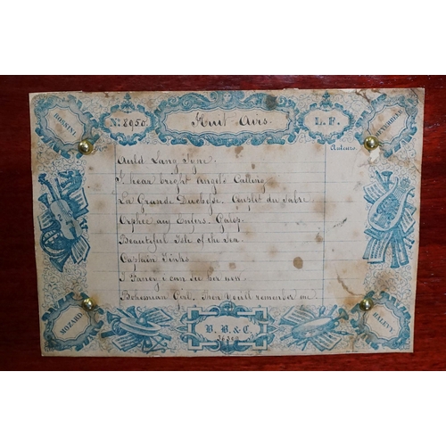 139A - Mid 19th Century 8 Airs Lecoultre Freres Music Box (C. 1860) with original tune sheet