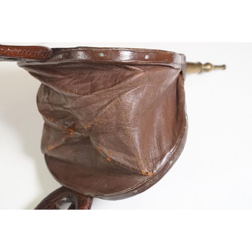 420 - Hand carved wooden Oriental fire bellows with dragon decoration