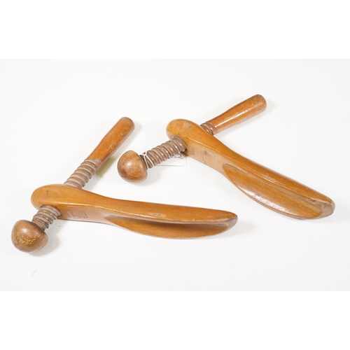 421 - Collection of treen items to include Early 20th Century Edwardian letter rack, pair of carved lion h... 