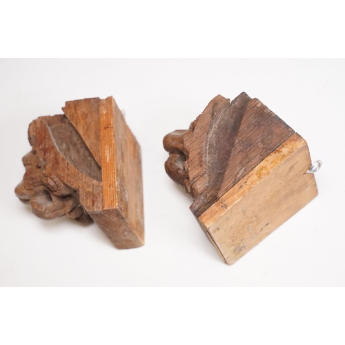 421 - Collection of treen items to include Early 20th Century Edwardian letter rack, pair of carved lion h... 