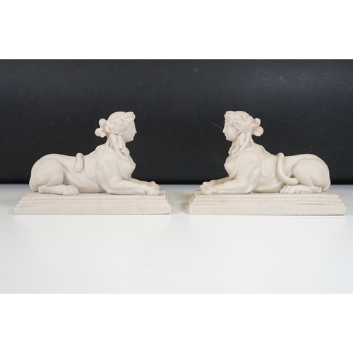 428 - Two pairs of chimney ornaments to include pair of cast iron horse examples and pair of parian ware s... 