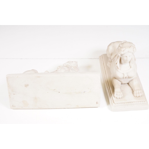 428 - Two pairs of chimney ornaments to include pair of cast iron horse examples and pair of parian ware s... 