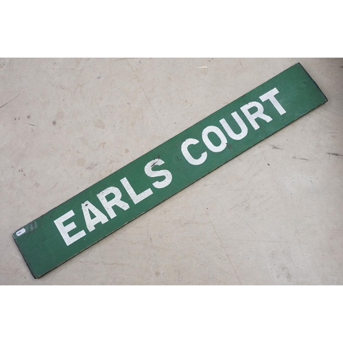 466 - 1950s pawn brokers painted glass golden balls on wooden hanger, together with a painted District Lin... 