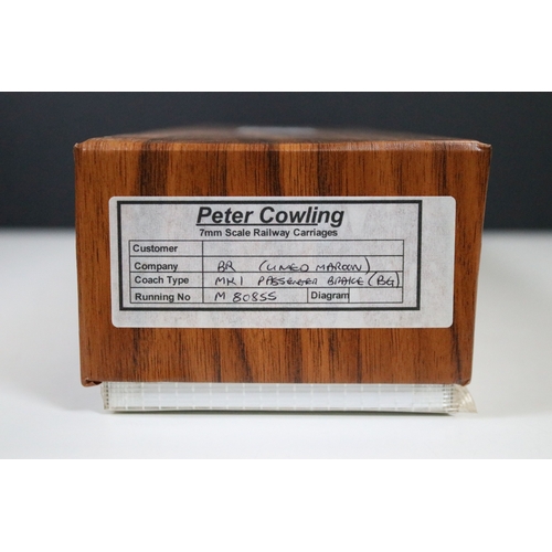 125 - Three boxed (with 2 x boxes) Peter Cowling O gauge coaches to include SR green semi open 3rd, SR gre... 
