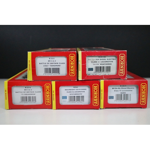 158 - Five boxed Hornby OO gauge locomotives to include R2517 BR Bo Bo Diesel Electric Class 73 Locomotive... 