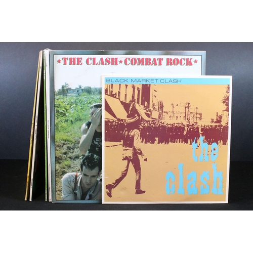 502 - Vinyl - 6 The Clash LPs to include Combat (with poster), self titled, London Calling, Give Em Enough... 