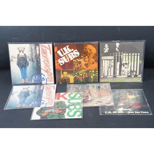 526 - Vinyl - 7 U.K. Subs original UK 7” singles to include: C.I.D. (City Records – NIK 5, 1978) EX- / VG,... 