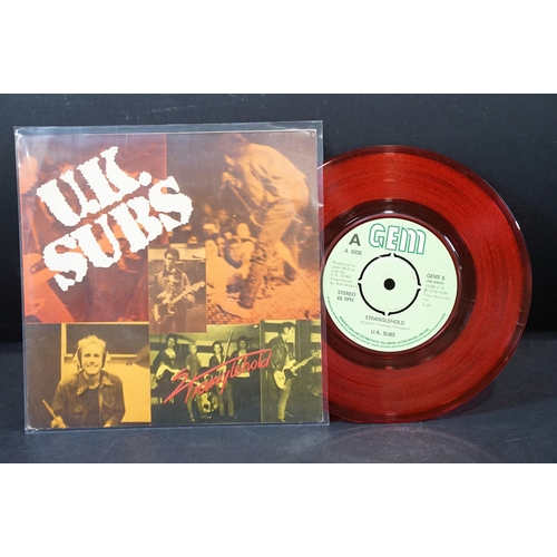 526 - Vinyl - 7 U.K. Subs original UK 7” singles to include: C.I.D. (City Records – NIK 5, 1978) EX- / VG,... 