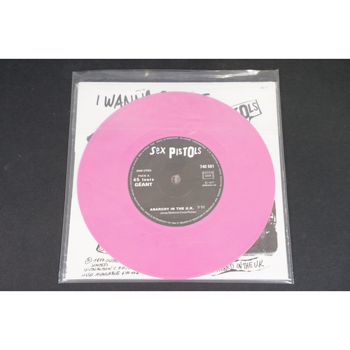 629 - Vinyl - Punk - Sex Pistols, 3 different coloured vinyl UK 2007 re-issue 7” singles of Anarchy In The... 