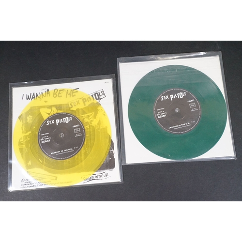 629 - Vinyl - Punk - Sex Pistols, 3 different coloured vinyl UK 2007 re-issue 7” singles of Anarchy In The... 