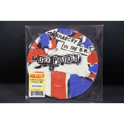632 - Vinyl - Punk - Sex Pistols, 4 official UK 2012 limited edition numbered re-issue picture disc 7” sin... 