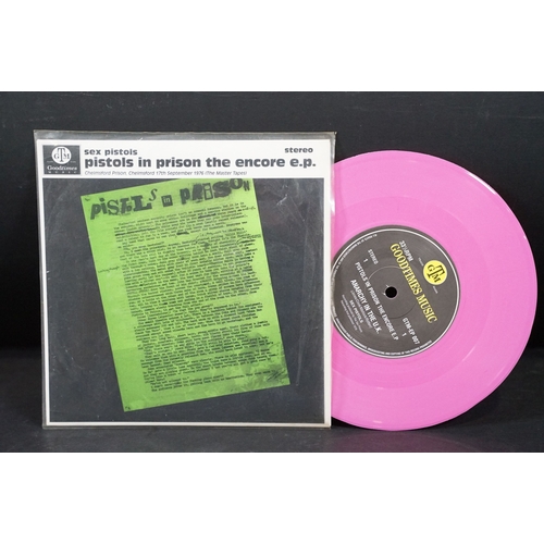 633 - Vinyl - Punk - Sex Pistols, 4 different coloured vinyl UK 2008 7” singles to include: Pistols In Pri... 