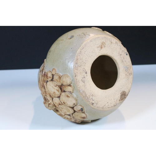 28 - Bernard Rooke studio pottery stoneware mushroom shaped table lamp with butterfly and dragonfly decor... 