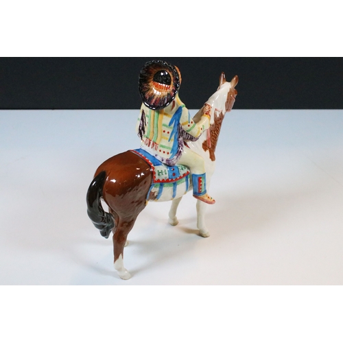 1 - Beswick mounted Indian on Skewbald horse figurine, number 1391 marked to underside, H  21.5cm