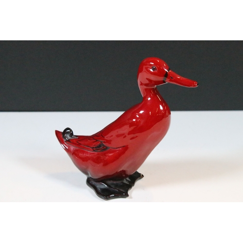 11 - Royal Doulton Flambe red mallard drake duck figurine, H 16cm
