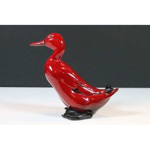 11 - Royal Doulton Flambe red mallard drake duck figurine, H 16cm