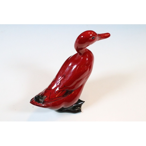 11 - Royal Doulton Flambe red mallard drake duck figurine, H 16cm