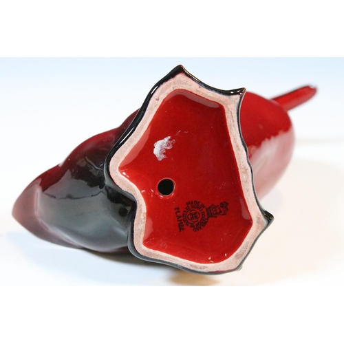 11 - Royal Doulton Flambe red mallard drake duck figurine, H 16cm