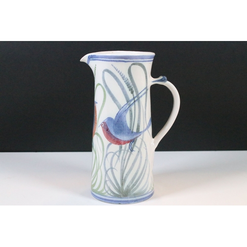 20 - Laurence McGowan (b.1942) for Aldermaston Pottery,  studio pottery jug decorated with birds, 23cm hi... 