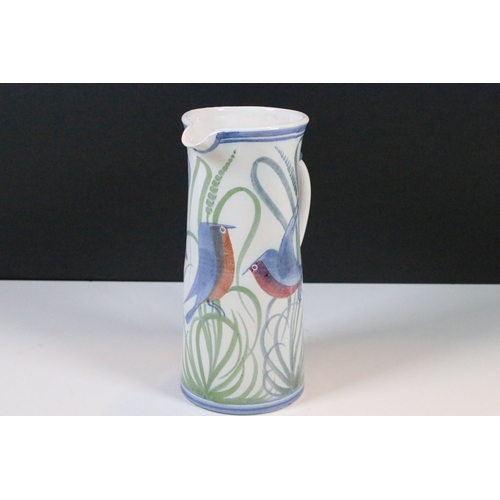 20 - Laurence McGowan (b.1942) for Aldermaston Pottery,  studio pottery jug decorated with birds, 23cm hi... 