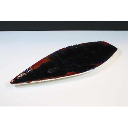21 - Poole Pottery delphis leaf dish, shape 82, 43cm long together with Poole Pottery KW floral pattern p... 