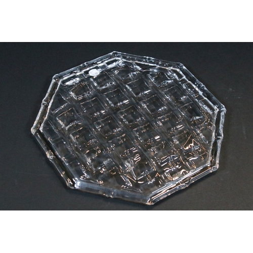 26 - Boxed Tiffany & Co Bamboo Weave octagonal crystal glass plate, with 'Tiffany & Co Made In Germany' m... 