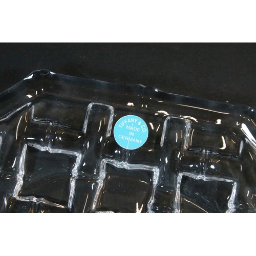 26 - Boxed Tiffany & Co Bamboo Weave octagonal crystal glass plate, with 'Tiffany & Co Made In Germany' m... 