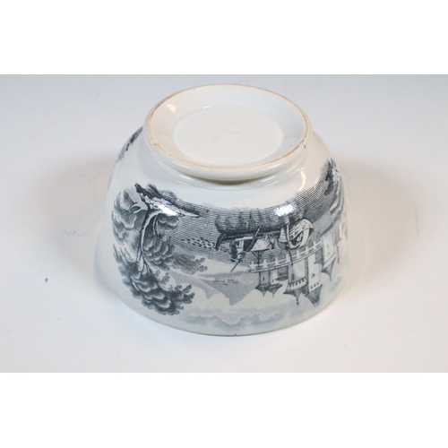 28 - Early 20th century transferware grey and white oval meat platter charger 45cm, together with two sau... 