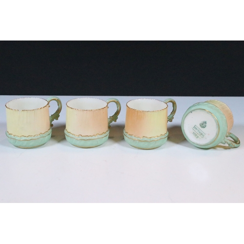 30 - Victorian Royal Worcester part tea set to include sugar bowl and four cups and saucers, marked 1682 ... 