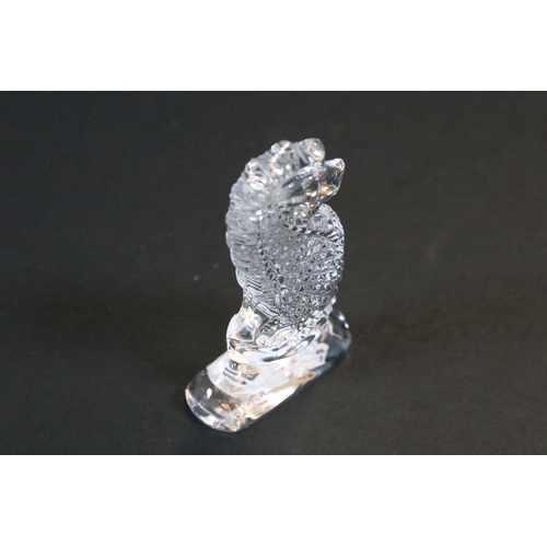 31 - Waterford crystal seahorse together with a small Czech Republic blue and green glass vase and a Paul... 
