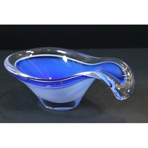 31 - Waterford crystal seahorse together with a small Czech Republic blue and green glass vase and a Paul... 