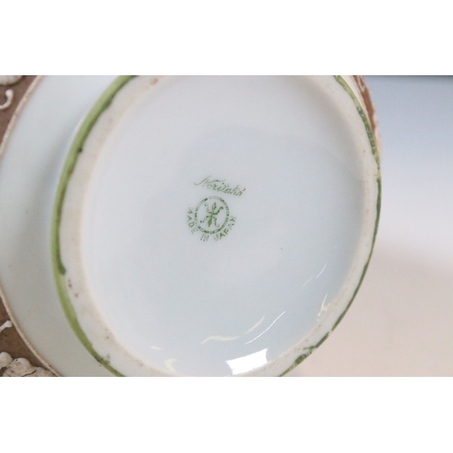 33 - Japanese Noritake items to include an ornate vase together with a pair of two handled vases with han... 