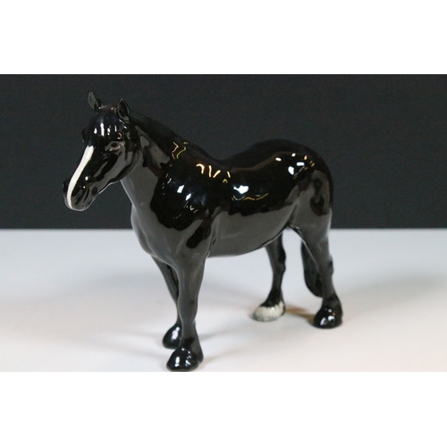 37 - Beswick Hackney horse and Dales pony 'Maisie' figurine in black gloss finish (2)