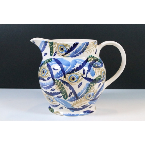 4 - An Emma Bridgewater 'Blue Feather Wreath' pattern six pint jug, 1st Quality, artist signed to base t... 
