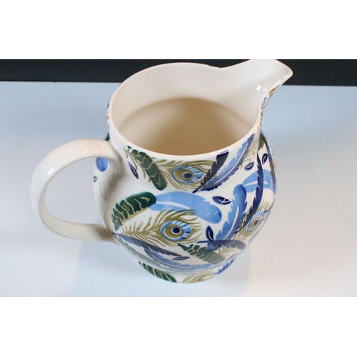 4 - An Emma Bridgewater 'Blue Feather Wreath' pattern six pint jug, 1st Quality, artist signed to base t... 