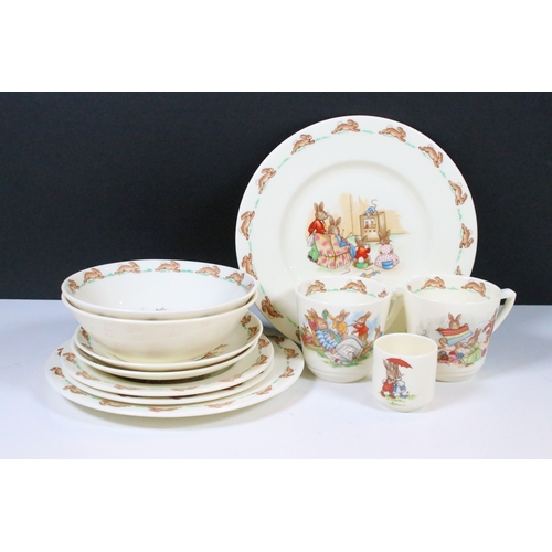41 - Royal Doulton Bunnykins children's china to include two bowls, four plates, two cups and saucers and... 