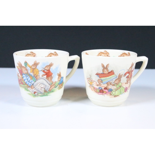41 - Royal Doulton Bunnykins children's china to include two bowls, four plates, two cups and saucers and... 