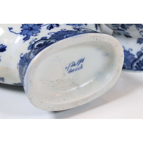 44 - 20th century group of assorted form blue and white pattern Delft jars with Dutch coastal scene decor... 
