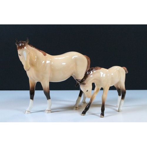 5 - Beswick gloss finish foal and mare figurines, marked to underside BCC 1997 (2)