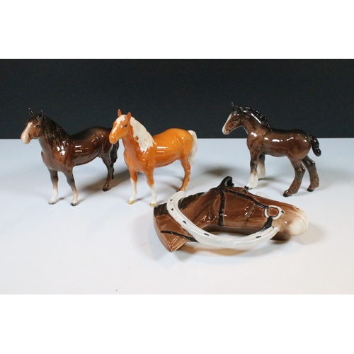57 - Group of three Beswick horse figurines to include a Palamino example together with decorative Beswic... 
