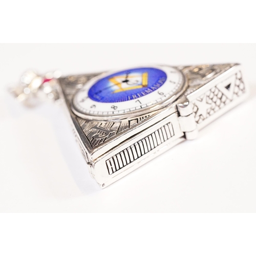 Silver plated triangular watch style vesta case