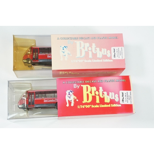 15 Boxed 1/76 Britbus diecast models contained within blue, red and ...
