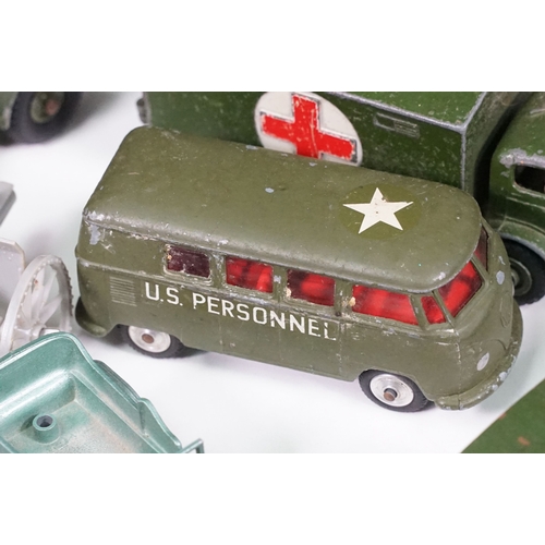 1537 - Around 20 mid 20th C play worn military diecast models to include Corgi and Dinky featuring 2 x Corg... 
