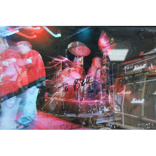 21 - Memorabilia - Framed and glazed picture of Mountain signed by Corky Laing and dedicated to The Bell ... 