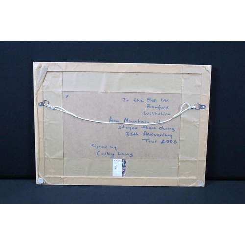 21 - Memorabilia - Framed and glazed picture of Mountain signed by Corky Laing and dedicated to The Bell ... 