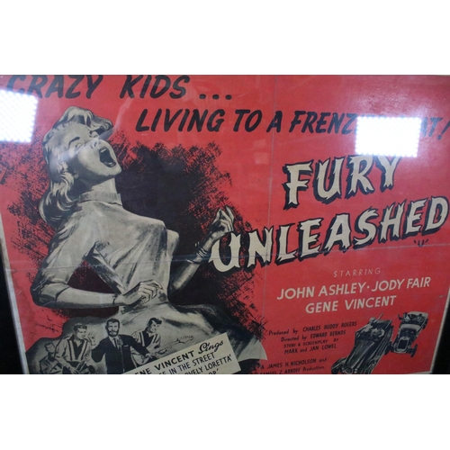 22 - Memorabilia - Original UK Quad poster for Fury Unleashed starring Gene Vincent.