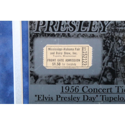 26 - Memorabilia - Framed and glazed Elvis Presley ltd edition display containing an original ticket stub... 